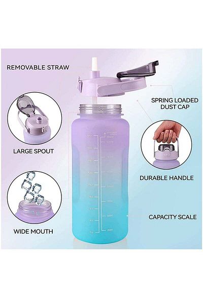 COOYA Fitness Water Bottle, Large Capacity Straw Water Bottle with Straw, Leak Proof Water Bottle (Purple)