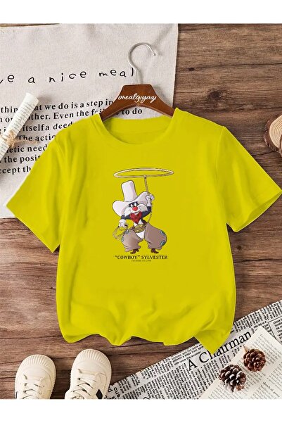 oneagılyazı تي شيرت كبير الحجم مطبوع عليه كاوبوي سليفيستر للأطفال