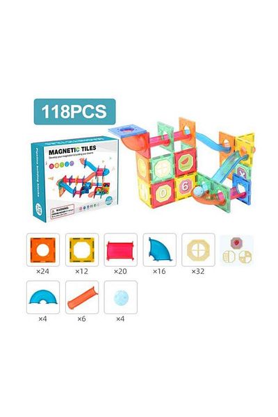 COOYA 118-Piece Magnetic Tiles,Educational Building Blocks,Multicolor Construction Toys Set for Boys Girls