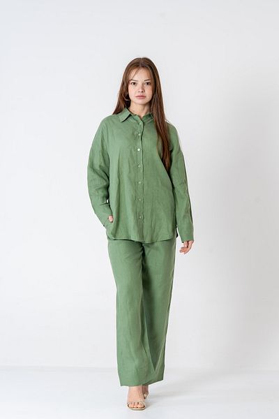 VerdeBlanco Cotton Palazzo Suit - Green