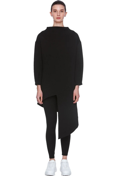 QUO Yüksek Yaka Asimetrik Diyagonal Sweatshirt