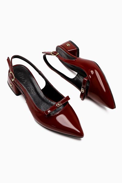 Limoya Sevy Borda Patent Leather Buckle Detailed Short Heeled Women's Shoes