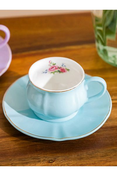 LC Waikiki Lcw Home Lilac Floral Porcelain 2 Person Coffee Cup Set 90 ml
