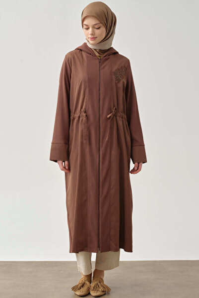 Tuğba Nakış Detaylı Garnili Örme Giy-Çık - Kahve