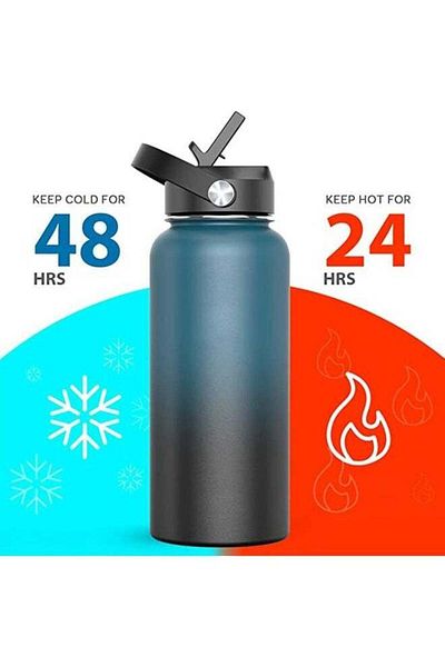 COOYA 40 oz Water Bottles, Vacuum Insulated Stainless Steel Metal, with Straw Lid and Flex Cap, 1200ml