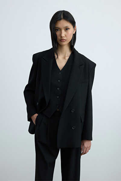 Suud Collection Black Janet Buttoned Vest