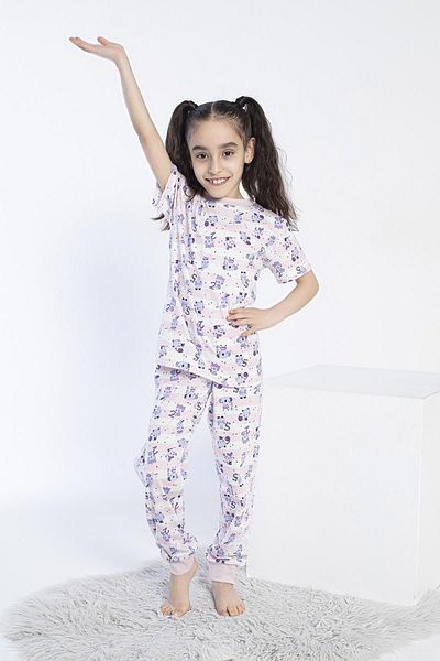 CONFEO Girl's Short Sleeve Lilac Pajama Suit C0T7N0O-046