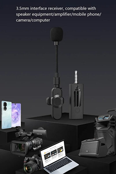 Abbruch By Sabron K35d Kablosuz Yaka Mikrofonu 3.5 mm Dönebilir Mikrofon Hoparlör/Camera/Telefon/Laptop