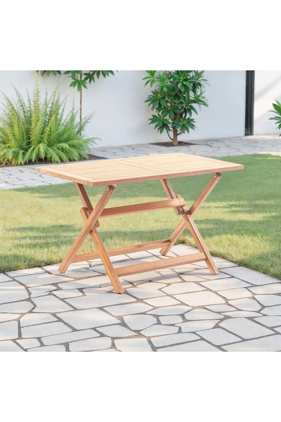 Root Art Truva 80x140 Cm Ahşap Iroko Katlanabilir Dikdörtgen Bahçe-Balkon-Teras Masası