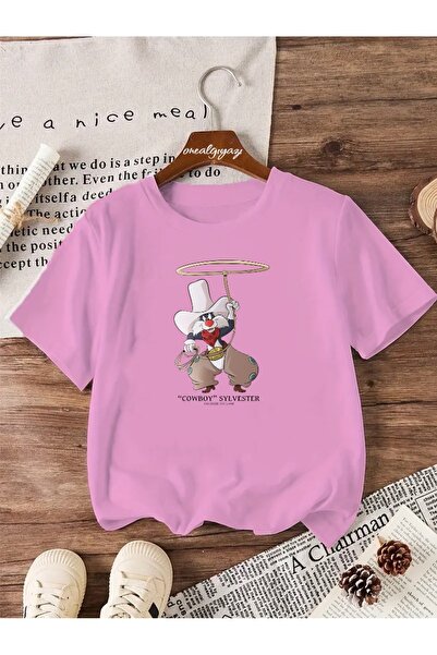 oneagılyazı تي شيرت كبير الحجم مطبوع عليه كاوبوي سليفيستر للأطفال