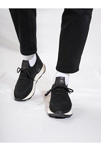 Byterre Alpino Siyah Triko Hakiki Deri El Yapımı Erkek Spor Ayakkabı