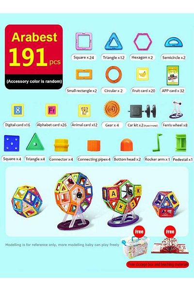 COOYA 191 Pieces Magnetic Tile Blocks, Creative Educational Games for Boys and Girls 3+