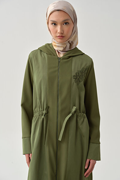 Tuğba Nakış Detaylı Garnili Örme Giy-Çık - Haki