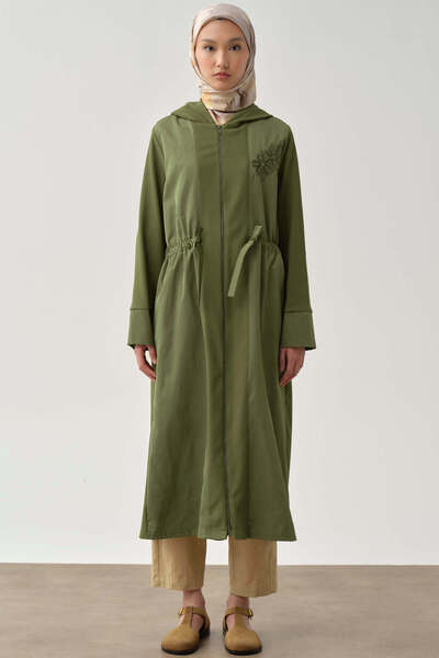 Tuğba Nakış Detaylı Garnili Örme Giy-Çık - Haki