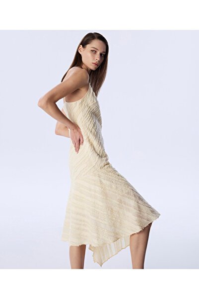 Twist Diagonal Tassel Striped Dress