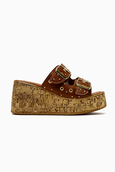 Limoya Genja Taba Troklu Dolgu Topuklu Kadın Terlik