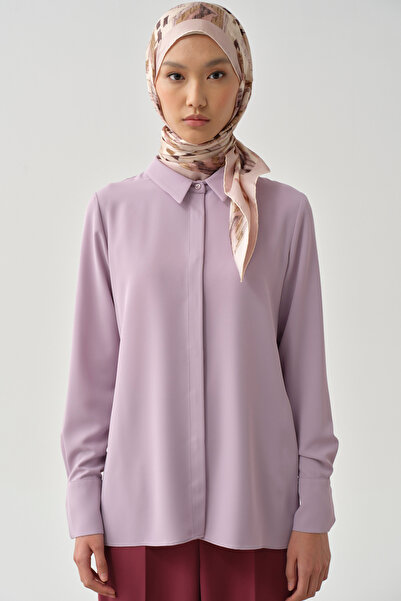 Tuğba Gizli Patlı Basic Gömlek - Lila