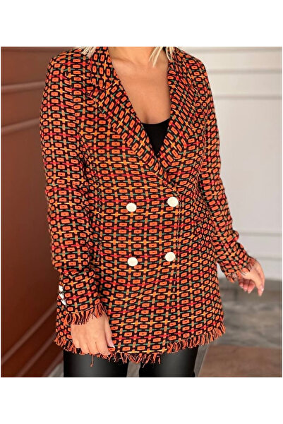 Butik BLAZER DÜĞMELİ ORANGE TÜVİT CEKET