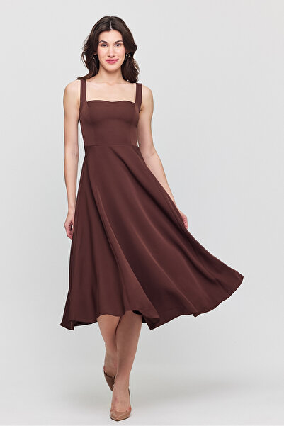 Ceylen Διπλό φόρεμα με τετράγωνο γιακά Midi Length