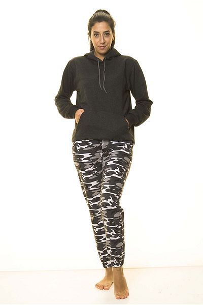 sharin Hanorac tricotat unisex, antracit, cu buzunar cangur, cu glugă, 4d-2086