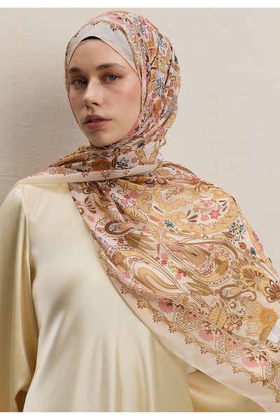 Fresh Verona Pattern Silk Crepe Shawl - Colors of the Earth