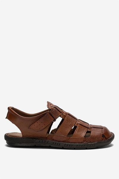 Liger Sandale cu velcro din piele naturală pentru bărbați TABA - BEIGE
