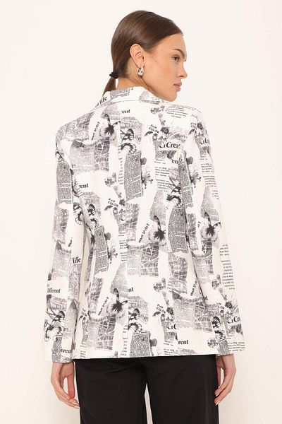 Coral Ecru Newspaper Printed Jacket