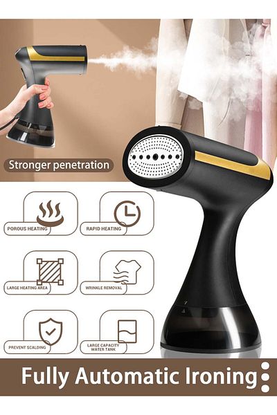 EqiEch 1500W Handheld Garment Steamer, Foldable Travel Mini Steam Iron for Clothes & Curtains