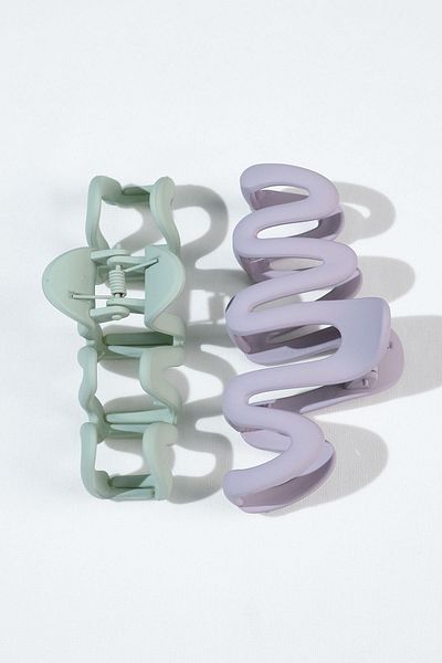 SHERIN Green and Lilac Wave Latch Buckle Set of 2