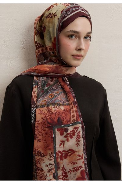 Fresh Silk Crepe Shawl - Kiremiç Carina Pattern