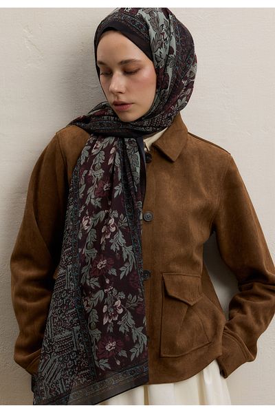 Fresh Adella Pattern Silk Crepe Shawl Tree Shell