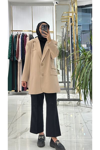 She Olive Double Button Blazer Jacket