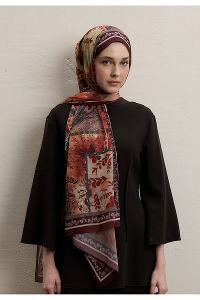 Fresh Silk Crepe Shawl - Kiremiç Carina Pattern