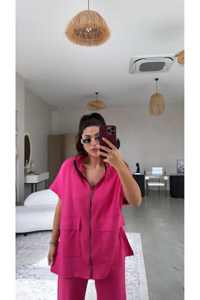 Buket Teke بدلة مودال فوشيا بريميوم مع سترة