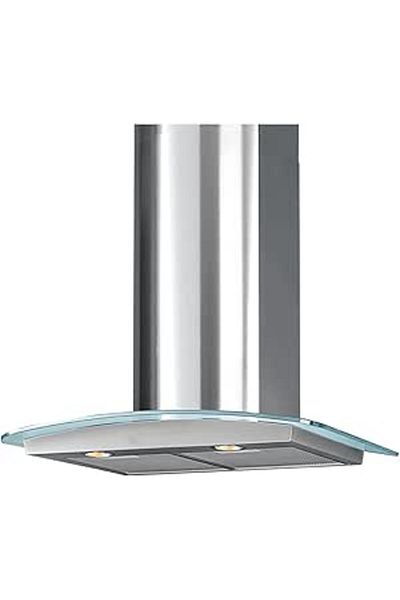 ELBA - 60cm Wall-Mount Curved Glass Hood - 3+1Speed Timer Lamps Alu+Carbon Filter Italian Technology