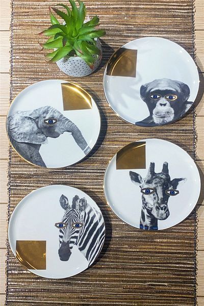 Porland Wild Life 4 Piece Cake Plate Set 20 Cm