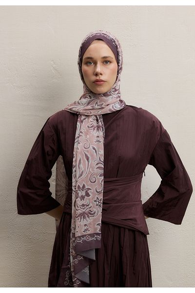Fresh Laura Pattern Silk Rep Shawl Roseberry