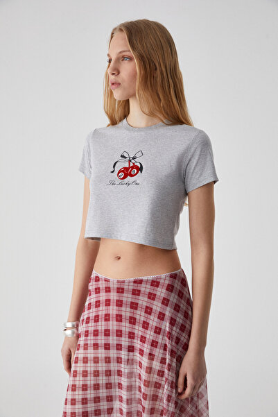 GRIMELANGE Zennı Women's Crew Neck Regular Printed Grimelange T-Shirt