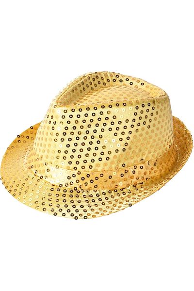 Skygo Disco Star Gold Gold Sequined Fedora Hat Adult Size