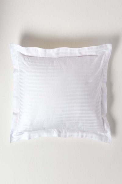 Tekstil Home White Hotel Series Cotton Satin 83 Wire Μαξιλαροθήκη Oxford Ριγέ 2 τμχ