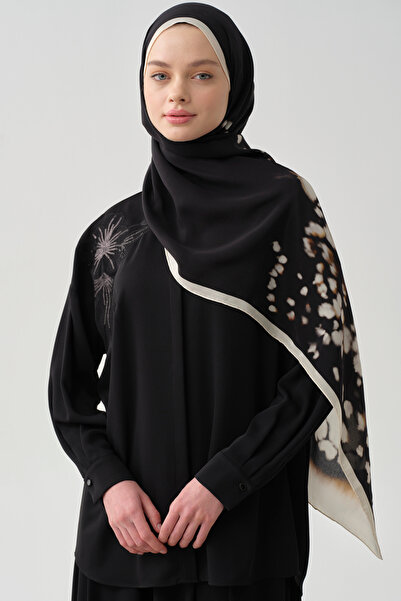 Tuğba Aplike Dantel Üzeri İşlemeli Gömlek - Siyah