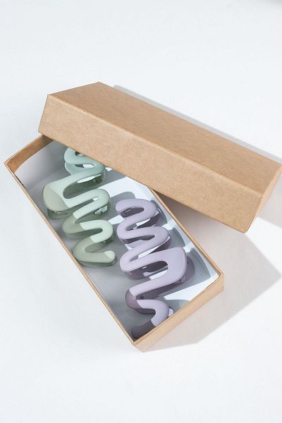 SHERIN Green and Lilac Wave Latch Buckle Set of 2