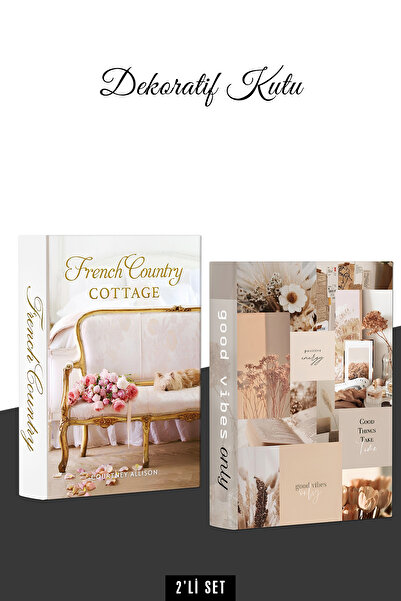 bymat 2 Adet Dekoratif Kutu - Kitap Görünüm Kutu - Kitap Kutu - 2'li Kutu Dek...