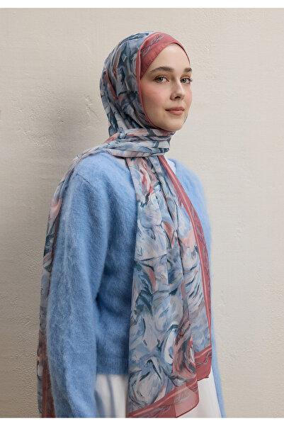 Fresh مارجوت نمط الحرير كريب شال السلمون