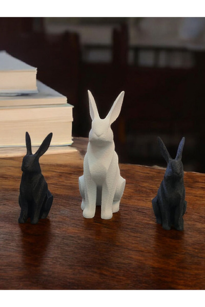 FORECASTE 3 ADET Anne Tavşan ve Yavruları İskandinav Minimalist Tavşan Heykeli Biblo – Dekoratif Estetik Obje