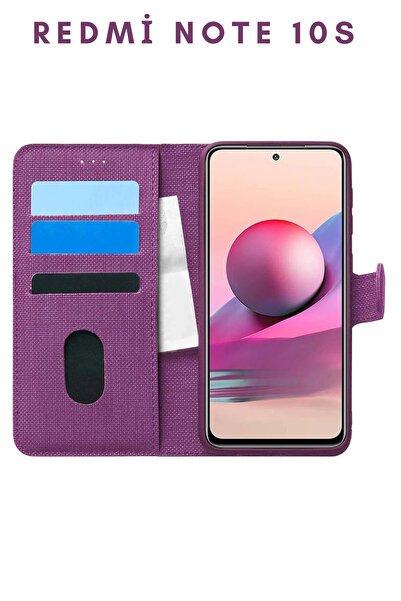 UPEKA Xiaomi Redmi Note 10s Kılıf Kumaş Desenli Cüzdanlı Standlı Kapaklı Kılıf