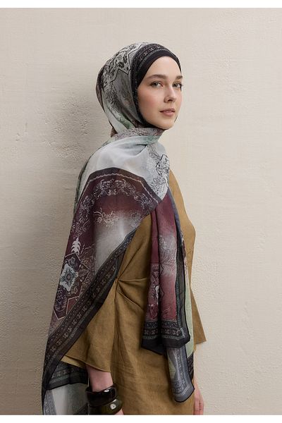 Fresh Silk Crepe Shawl, Tree Bark Pattern