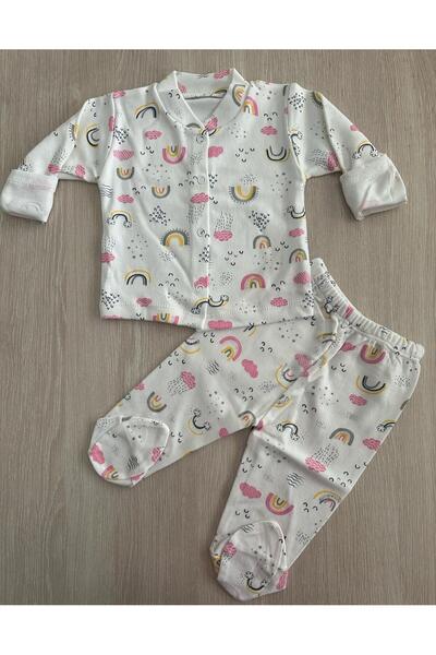 CUBBİCO طقم بيجامة أطفال من القطن العضوي مطبوع عليه سحابة للأطفال من عمر 0 ​​...