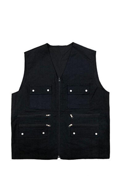 gambia outdoors Чоловічий чорний літній тканинний мисливський жилет з великою кількістю кишень, великий розмір