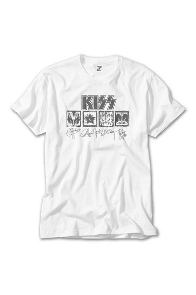 Z zepplin Λευκό μπλουζάκι με λογότυπα και υπογραφή Kiss